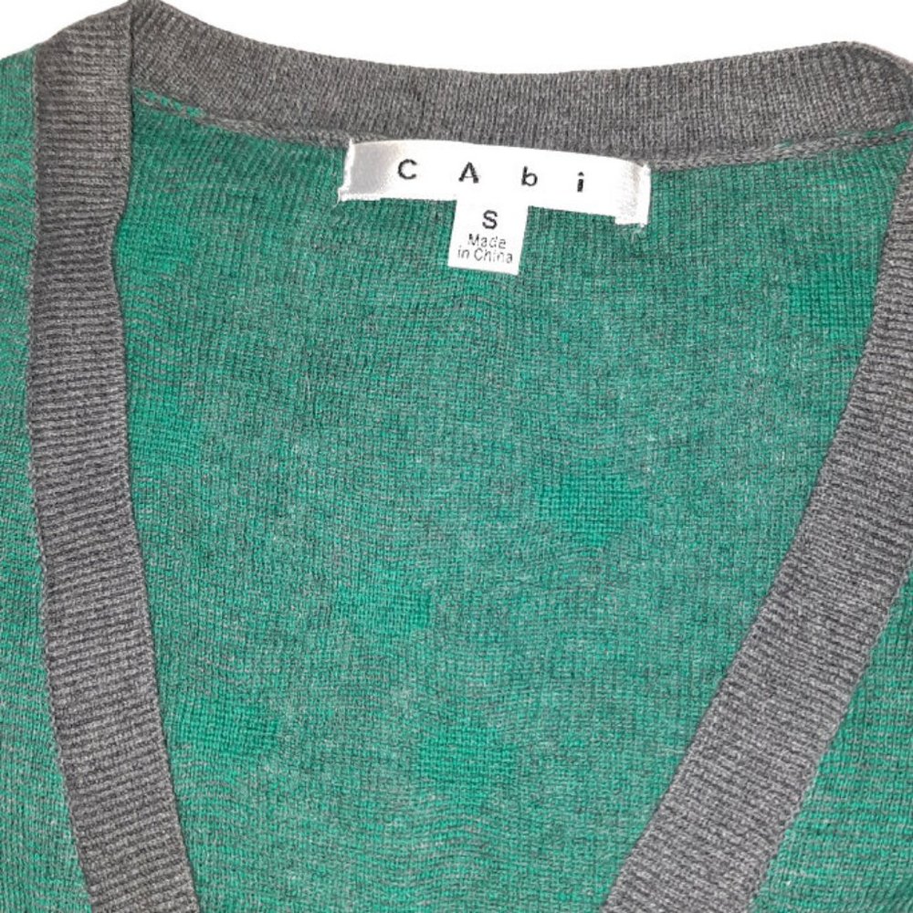 CAbi Women Small Green & Gray Button Down Knit Cardigan Sweater - Picture 5 of 5